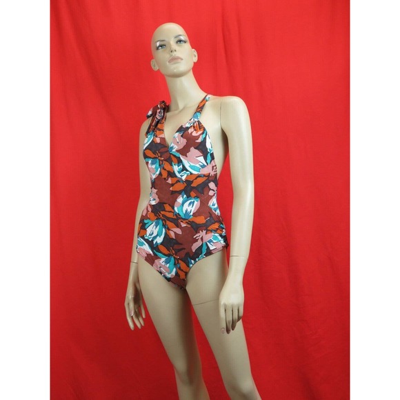 NWT BALENCIAGA 235784 MULTI COLOR FLORAL NYLON BOW SWIMSUIT 40 ITALY $ 755 - Picture 3 of 12